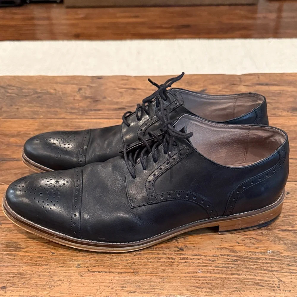 Johnston & Murphy Black Leather Oxford Shoes Size 11